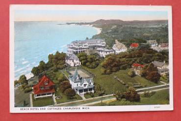 Ansichtskarte AK Charlevoix Mich Michigan 1920-1940 Strand Hotel Cottages Häuser Ortsansicht USA Amerika Vereinigte Staaten